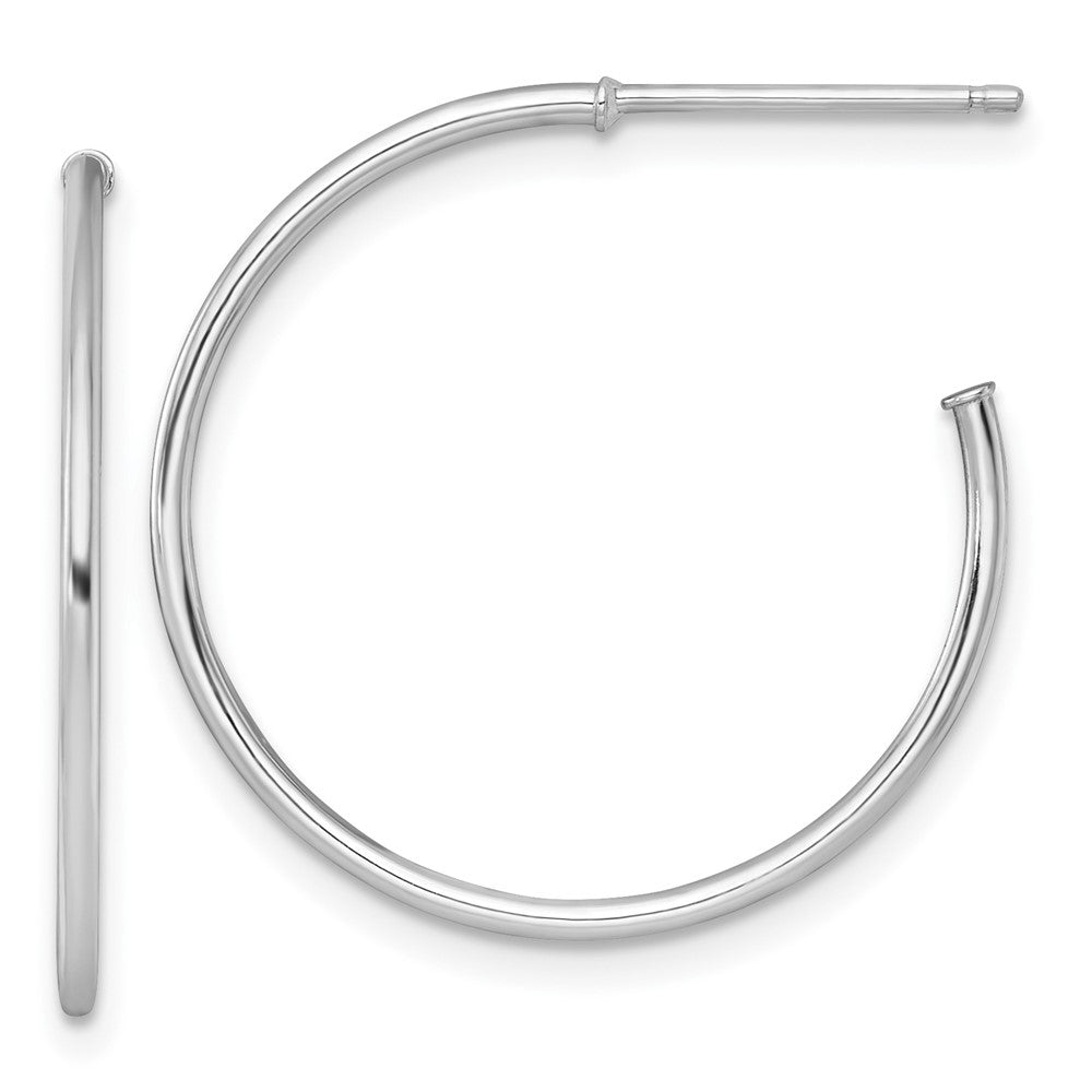 14K Weißgold 1.2 X 25mm Poliert Stecker Creolen