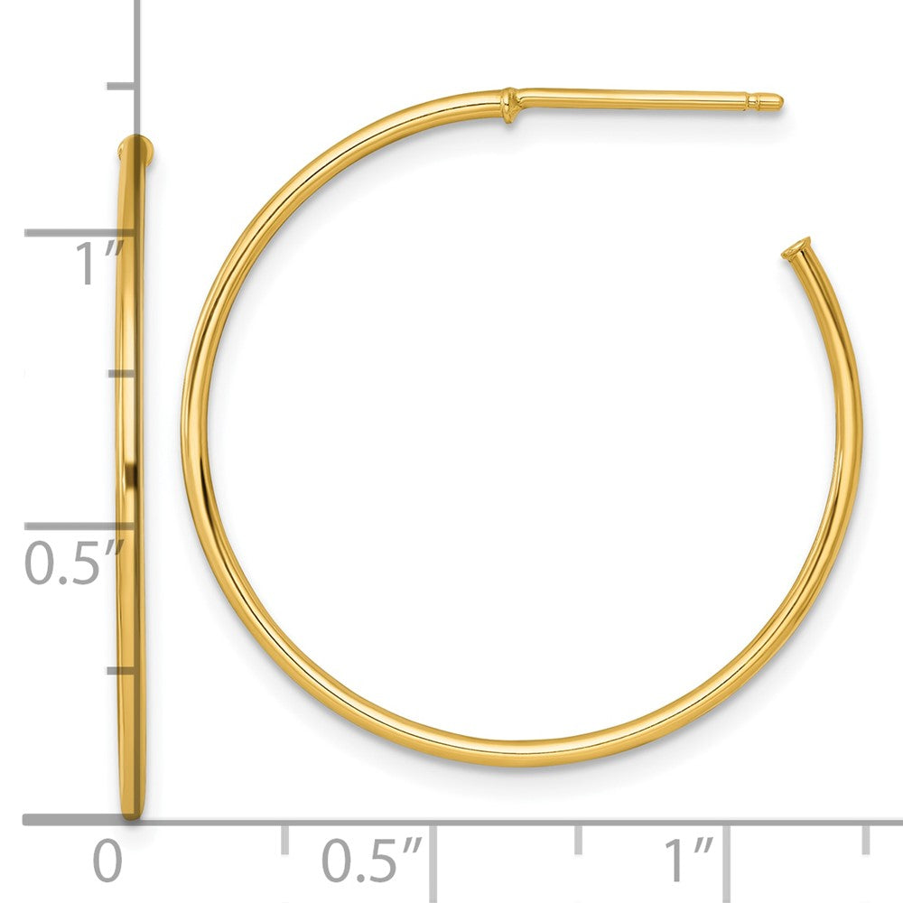 14K Gelbgold 1.2 X 30mm Poliert Stecker Creolen
