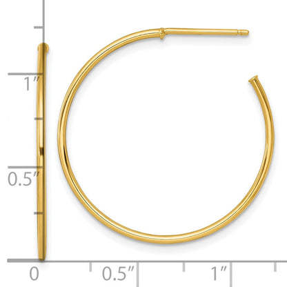 14K Gelbgold 1.2 X 30mm Poliert Stecker Creolen