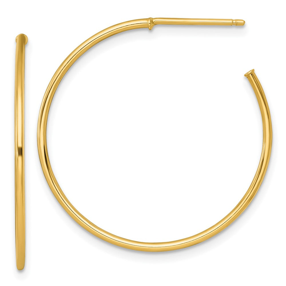 14K Gelbgold 1.2 X 30mm Poliert Stecker Creolen