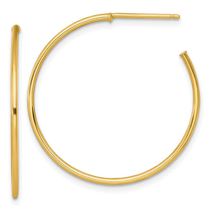 14K Gelbgold 1.2 X 30mm Poliert Stecker Creolen