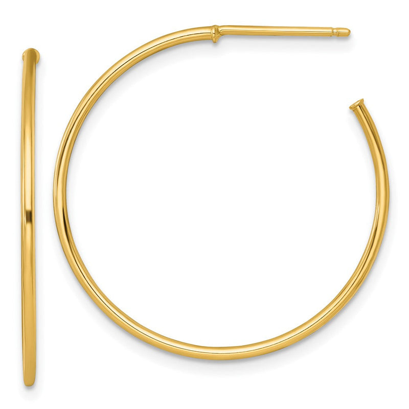 14K Gelbgold 1.2 X 30mm Poliert Stecker Creolen