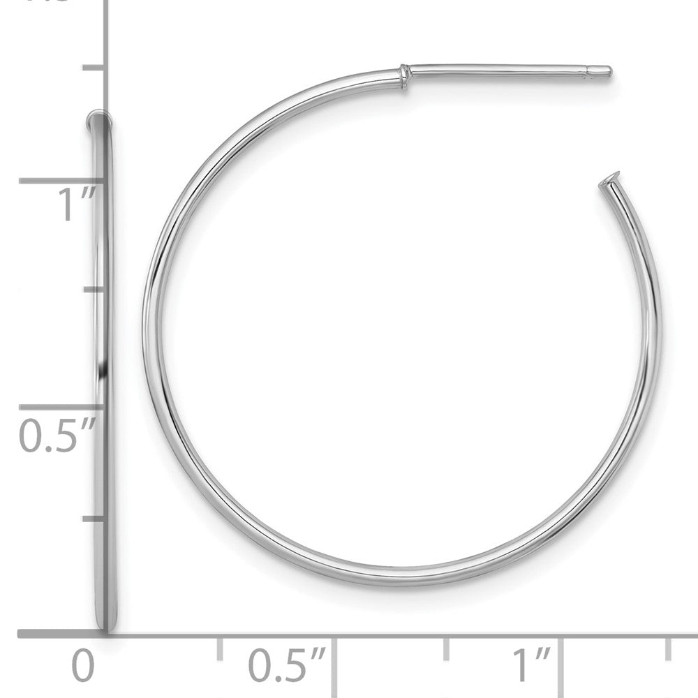14K Weißgold 1.2 X 30mm Poliert Stecker Creolen