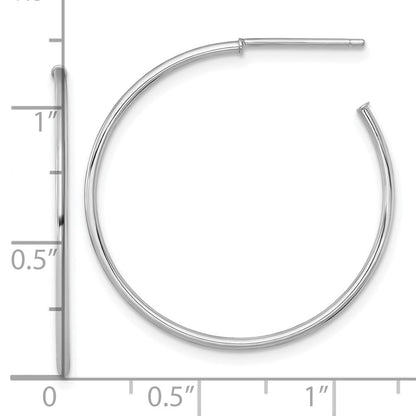 14K Weißgold 1.2 X 30mm Poliert Stecker Creolen