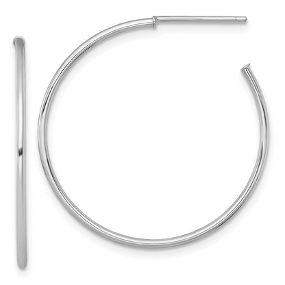 14K Weißgold 1.2 X 30mm Poliert Stecker Creolen