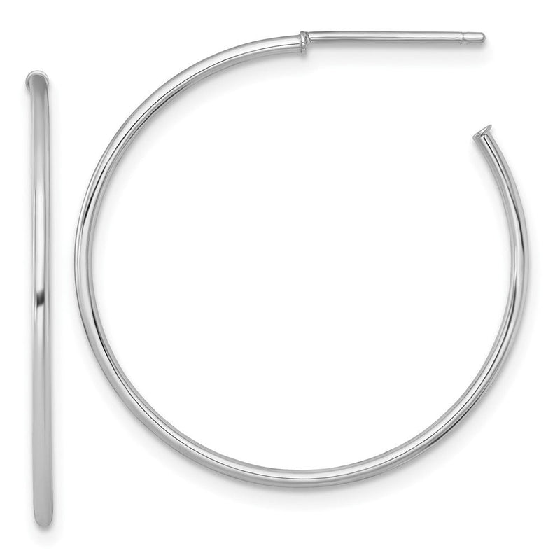 14K Weißgold 1.2 X 30mm Poliert Stecker Creolen