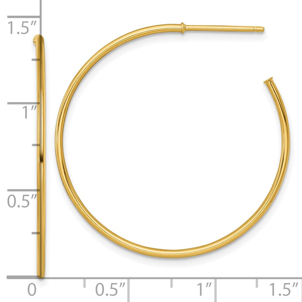 14K Gelbgold 1.2 X 35mm Poliert Stecker Creolen