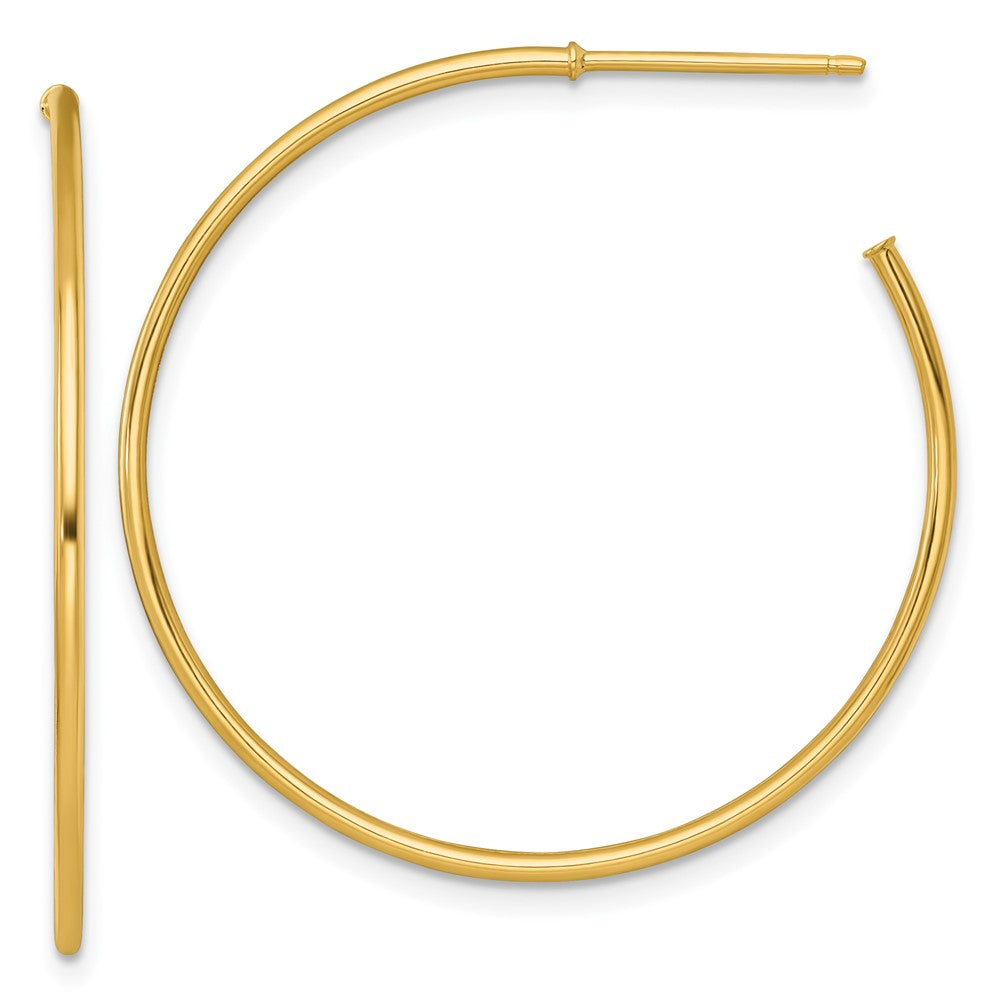 14K Gelbgold 1.2 X 35mm Poliert Stecker Creolen