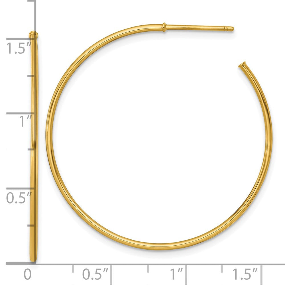 14K Gelbgold 1.2 X 40mm Poliert Stecker Creolen