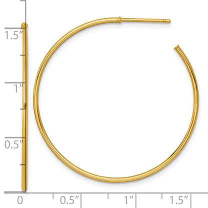 14K Gelbgold 1.2 X 40mm Poliert Stecker Creolen