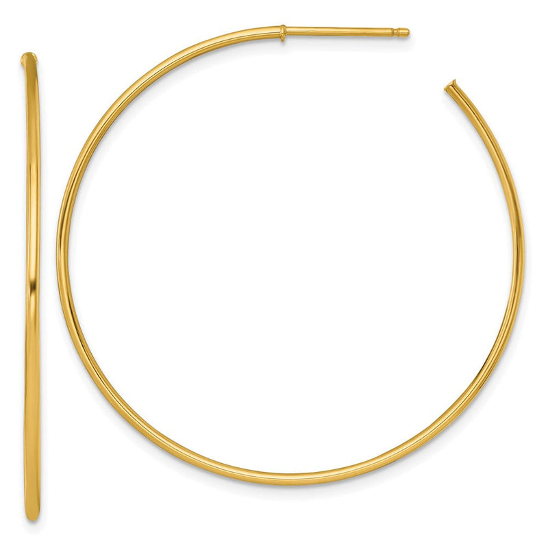 14K Gelbgold 1.2 X 45mm Poliert Stecker Creolen