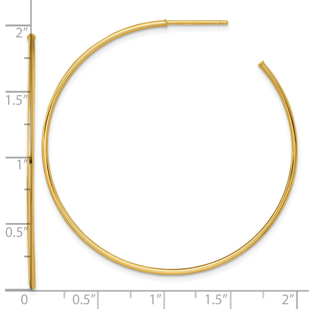14K Gelbgold 1.2 X 50mm Poliert Stecker Creolen