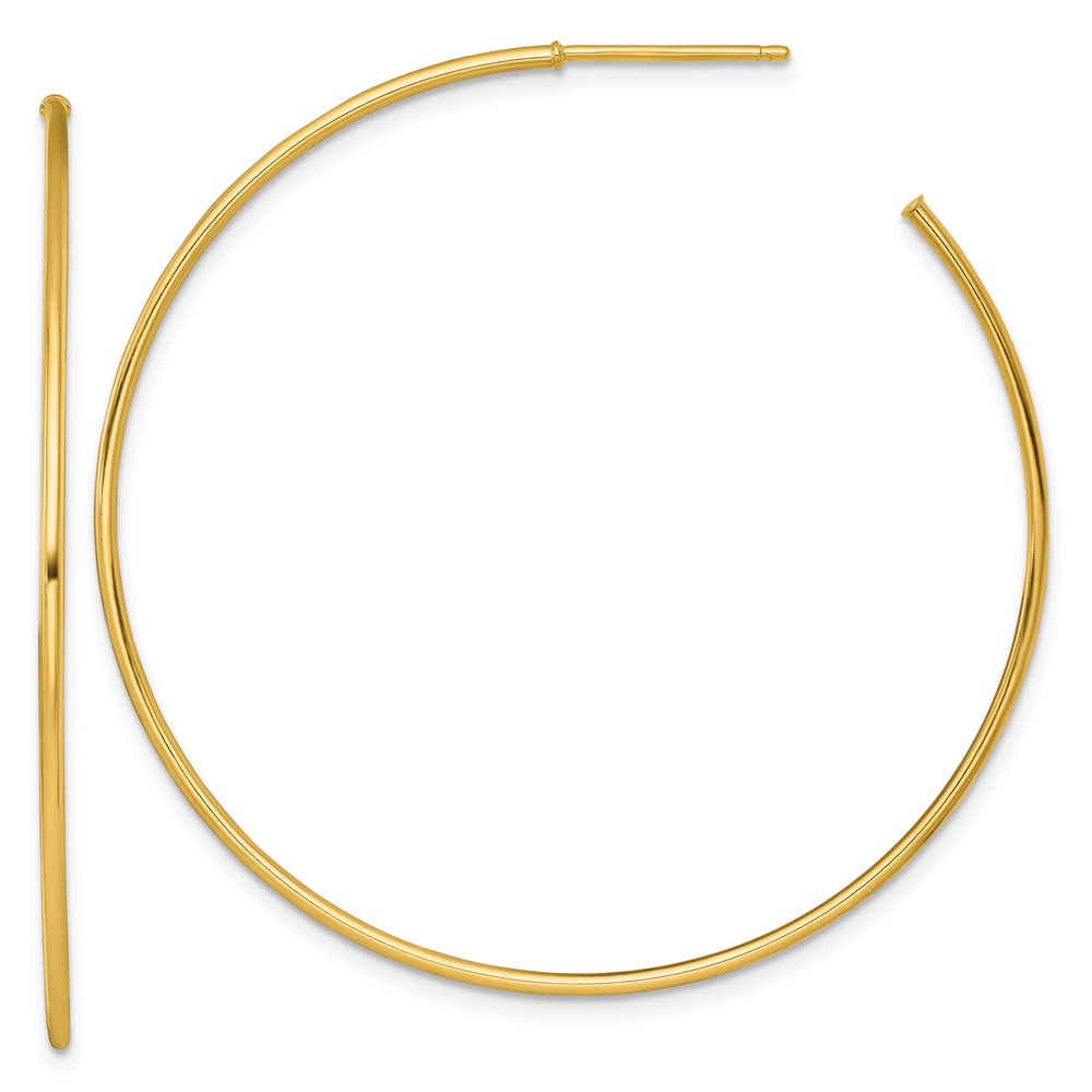 14K Gelbgold 1.2 X 50mm Poliert Stecker Creolen