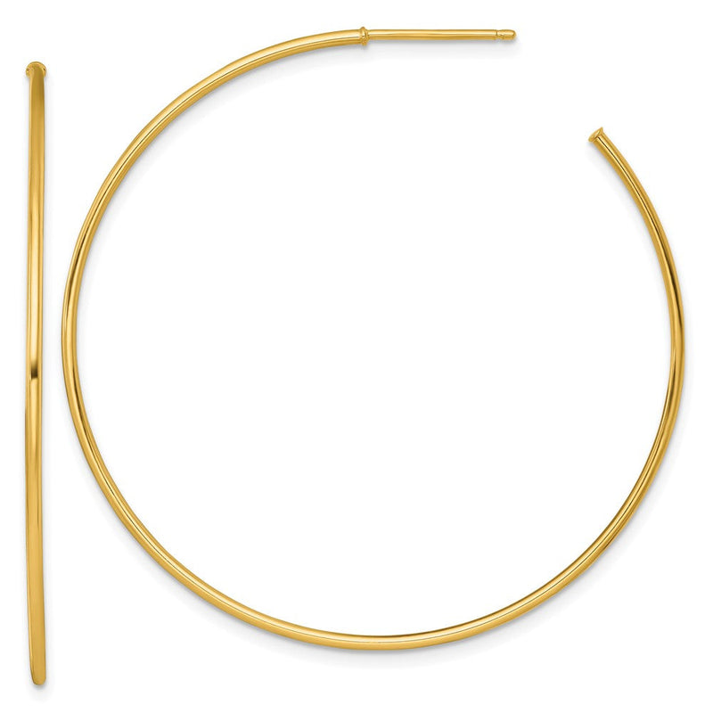 14K Gelbgold 1.2 X 50mm Poliert Stecker Creolen