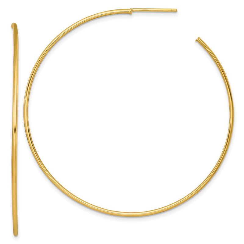 14K Gelbgold 1.2 X 55mm Poliert Stecker Creolen