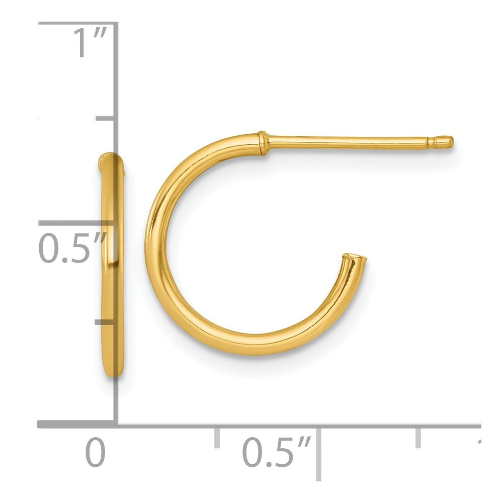 14K Gelbgold 1.5 X 14mm Poliert Stecker Creolen