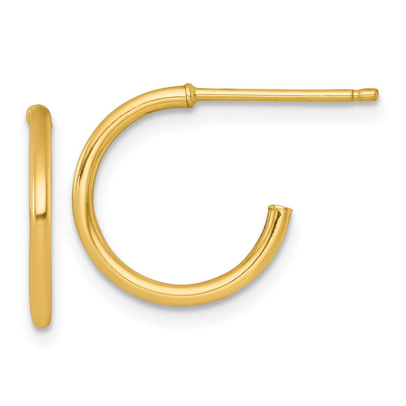 14K Gelbgold 1.5 X 14mm Poliert Stecker Creolen