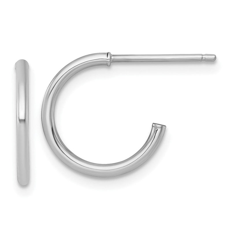 14K Weißgold 1.5 X 14mm Poliert Stecker Creolen