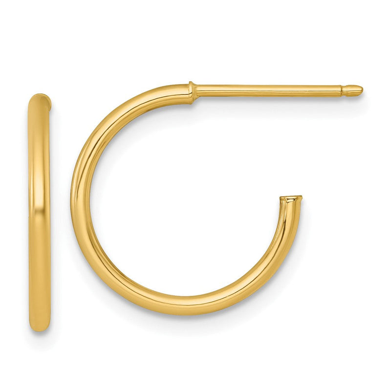 14K Gelbgold 1.5 X 16mm Poliert Stecker Creolen