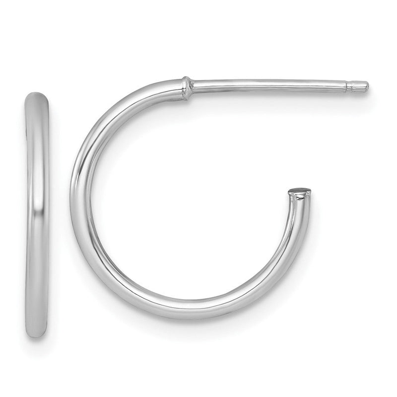 14K Weißgold 1.5 X 16mm Poliert Stecker Creolen