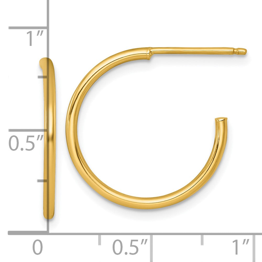 14K Gelbgold 1.5 X 20mm Poliert Stecker Creolen
