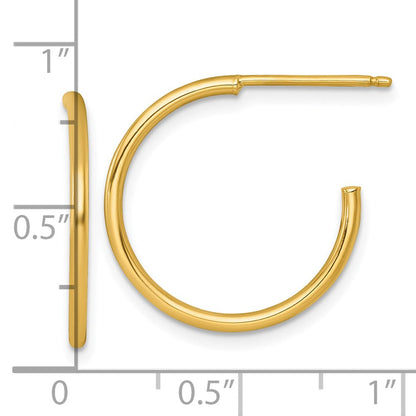 14K Gelbgold 1.5 X 20mm Poliert Stecker Creolen