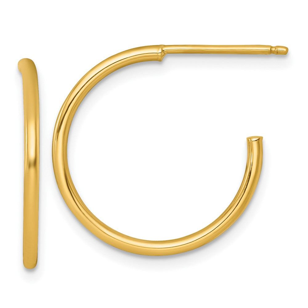 14K Gelbgold 1.5 X 20mm Poliert Stecker Creolen