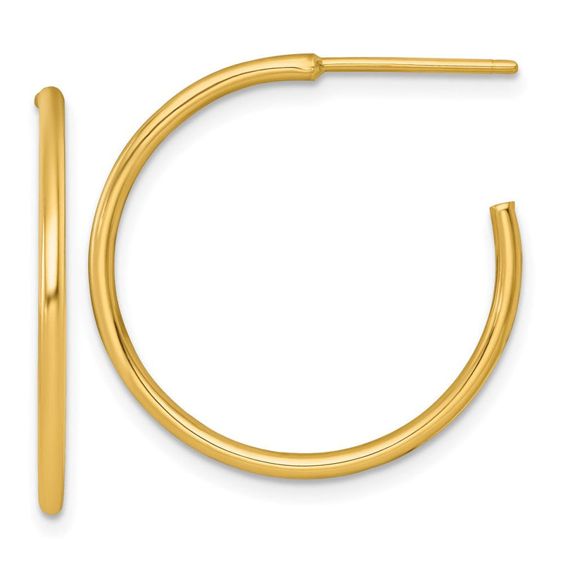 14K Gelbgold 1.5 X 25mm Poliert Stecker Creolen
