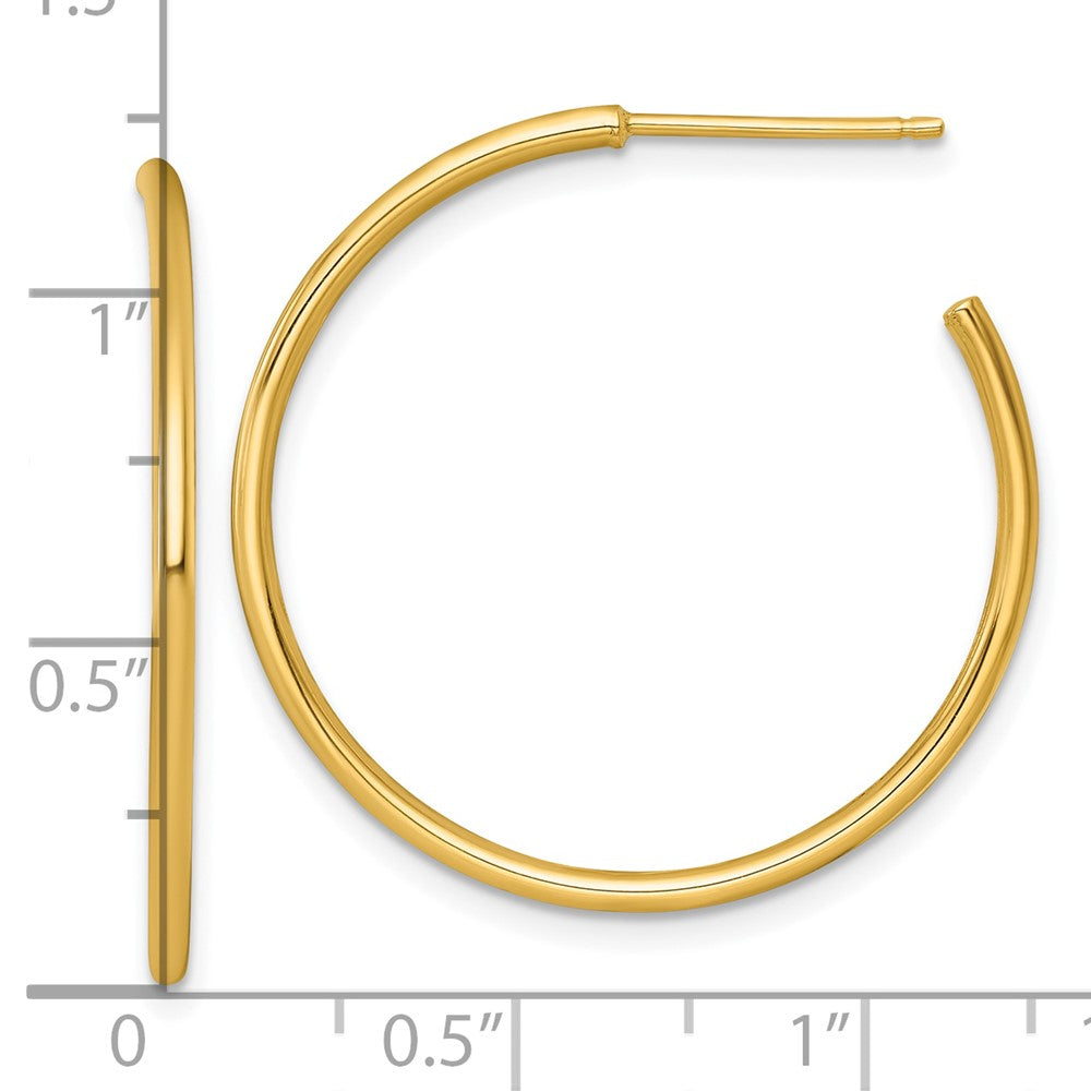 14K Gelbgold 1.5 X 30mm Poliert Stecker Creolen