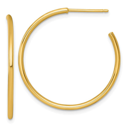 14K Gelbgold 1.5 X 30mm Poliert Stecker Creolen