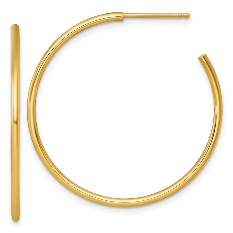 14K Gelbgold 1.5 X 35mm Poliert Stecker Creolen