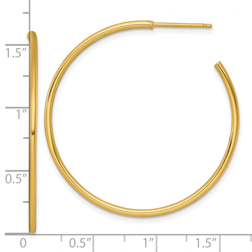 14K Gelbgold 1.5 X 40mm Poliert Stecker Creolen