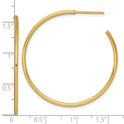 14K Gelbgold 1.5 X 40mm Poliert Stecker Creolen
