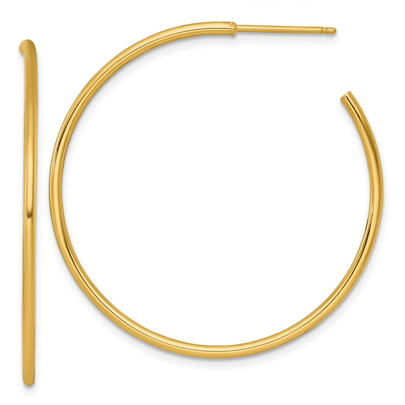 14K Gelbgold 1.5 X 40mm Poliert Stecker Creolen
