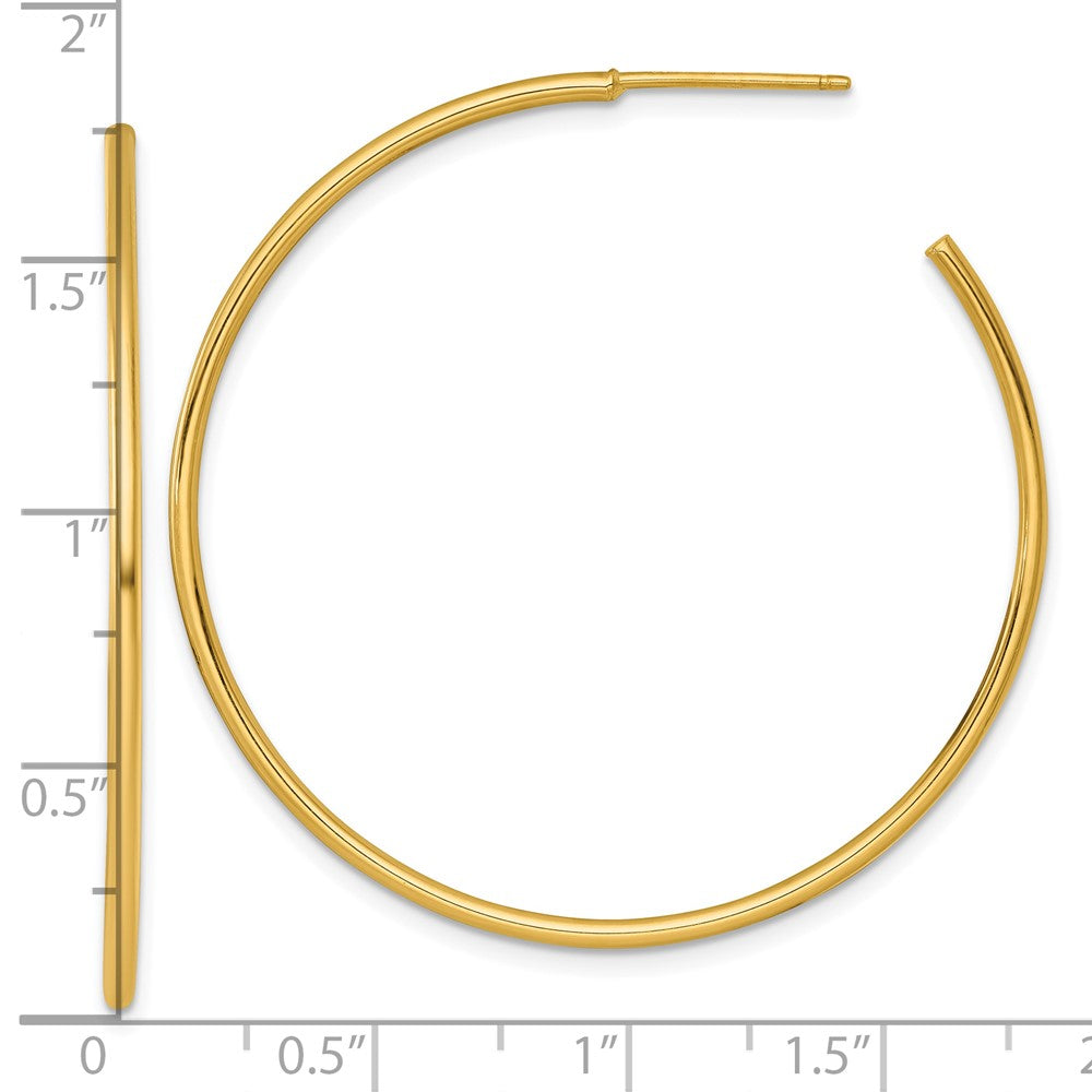14K Gelbgold 1.5 X 45mm Poliert Stecker Creolen