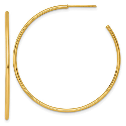 14K Gelbgold 1.5 X 45mm Poliert Stecker Creolen