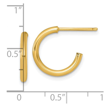 14K Gelbgold 2.0 X 15mm Poliert Stecker Creolen