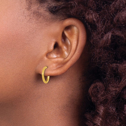 14K Gelbgold 2.0 X 15mm Poliert Stecker Creolen