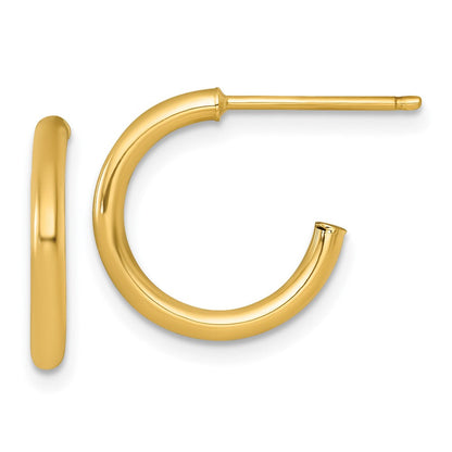 14K Gelbgold 2.0 X 15mm Poliert Stecker Creolen
