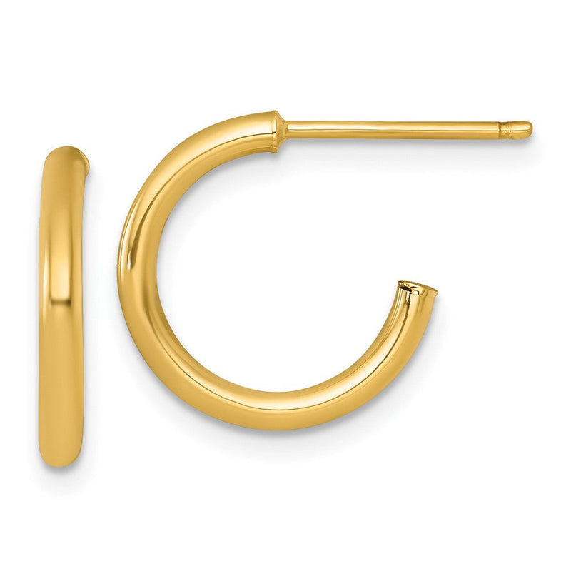 14K Gelbgold 2.0 X 15mm Poliert Stecker Creolen