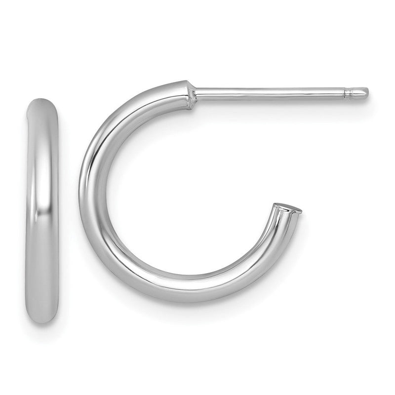 14K Weißgold 2.0 X 15mm Poliert Stecker Creolen