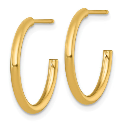 14K Gelbgold 2.0 X 20mm Poliert Stecker Creolen