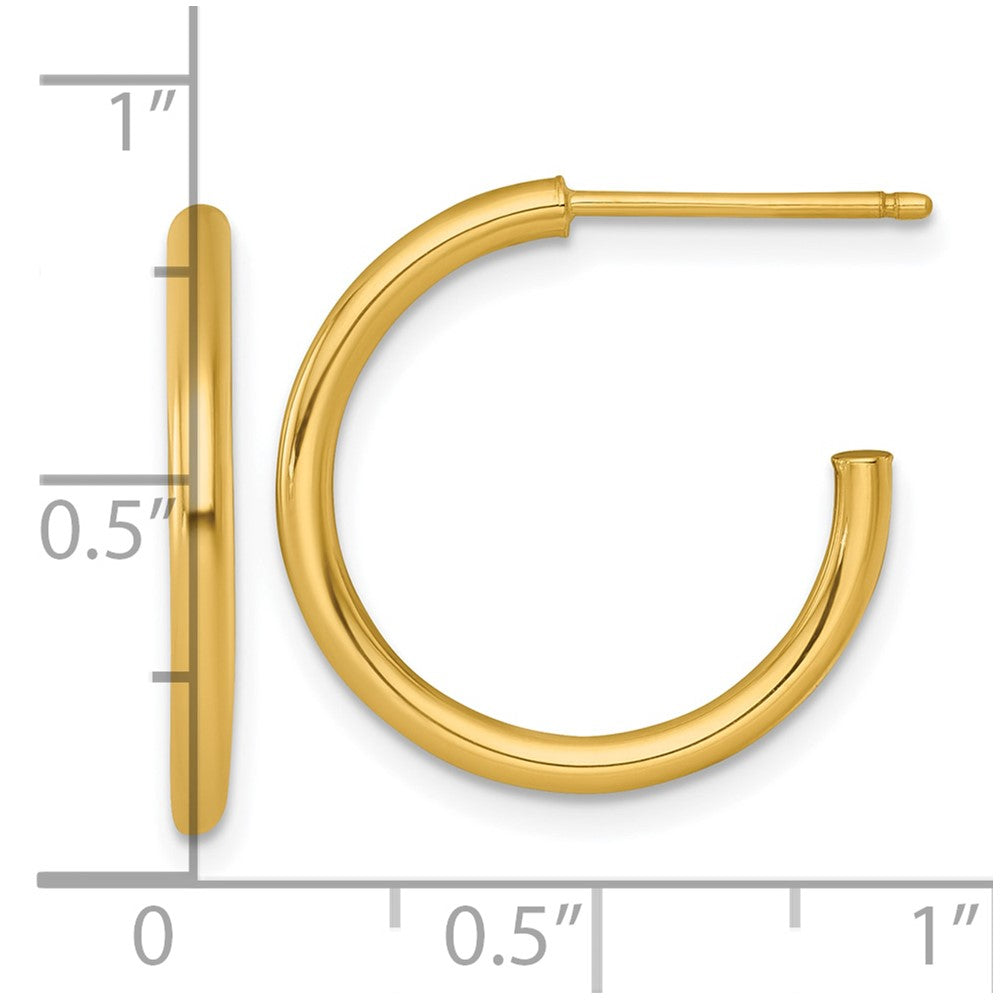 14K Gelbgold 2.0 X 20mm Poliert Stecker Creolen