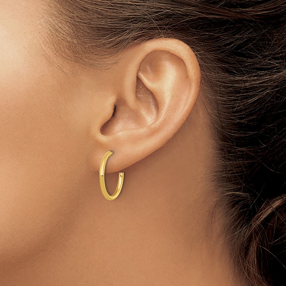 14K Gelbgold 2.0 X 20mm Poliert Stecker Creolen