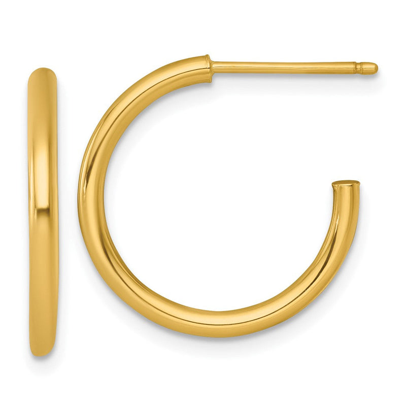 14K Gelbgold 2.0 X 20mm Poliert Stecker Creolen