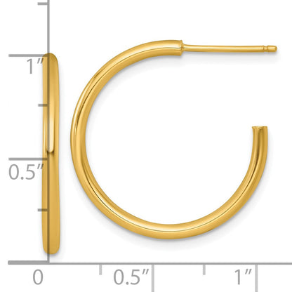 14K Gelbgold 2.0 X 25mm Poliert Stecker Creolen