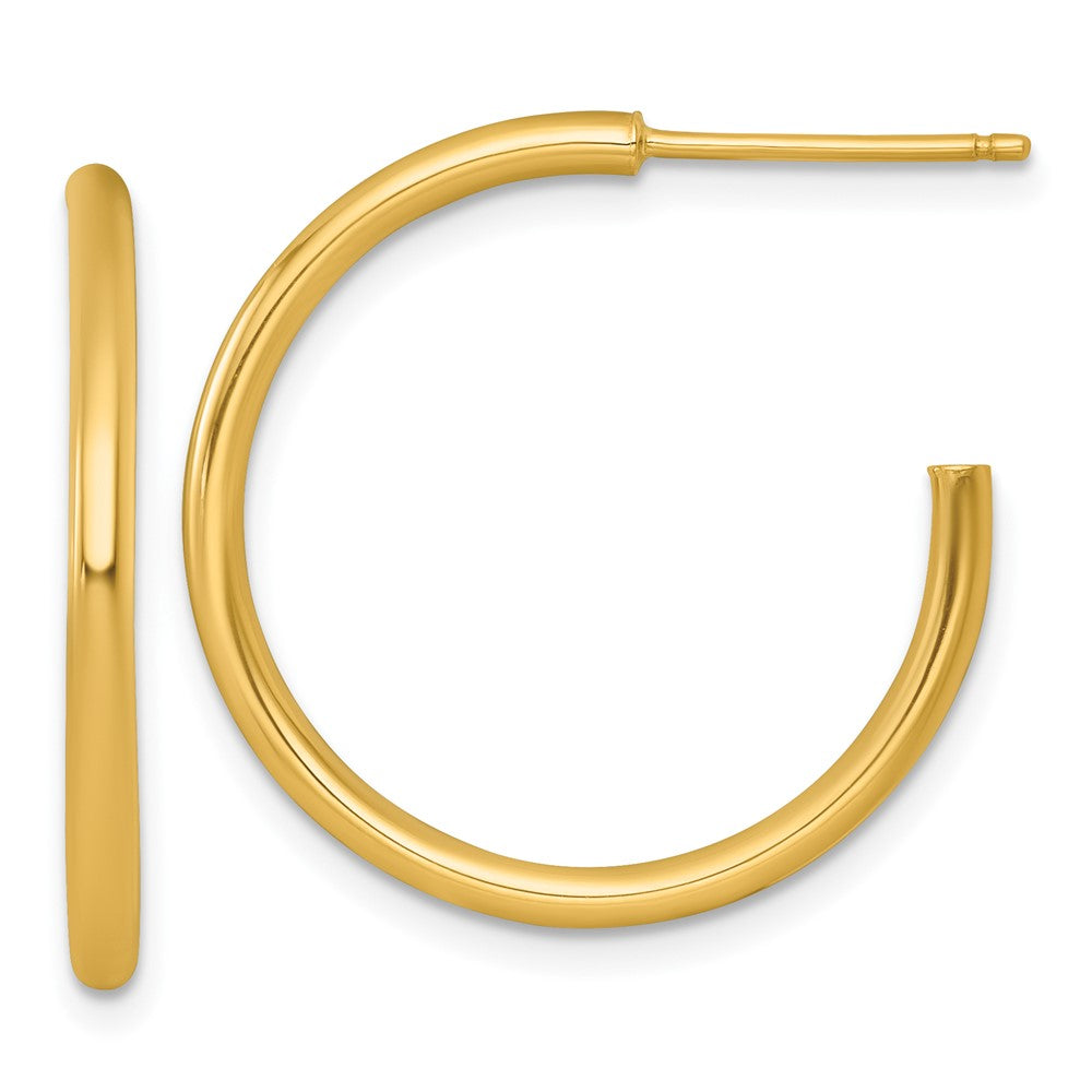 14K Gelbgold 2.0 X 25mm Poliert Stecker Creolen