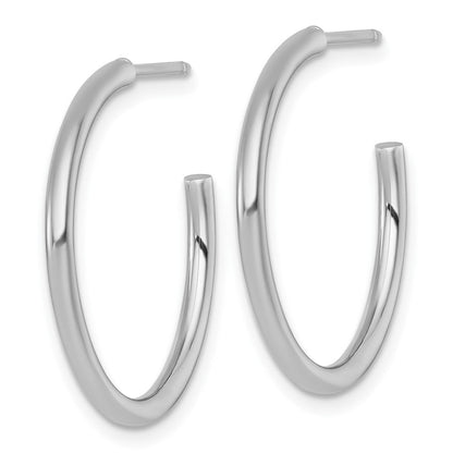 14K Weißgold 2.0 X 25mm Poliert Stecker Creolen
