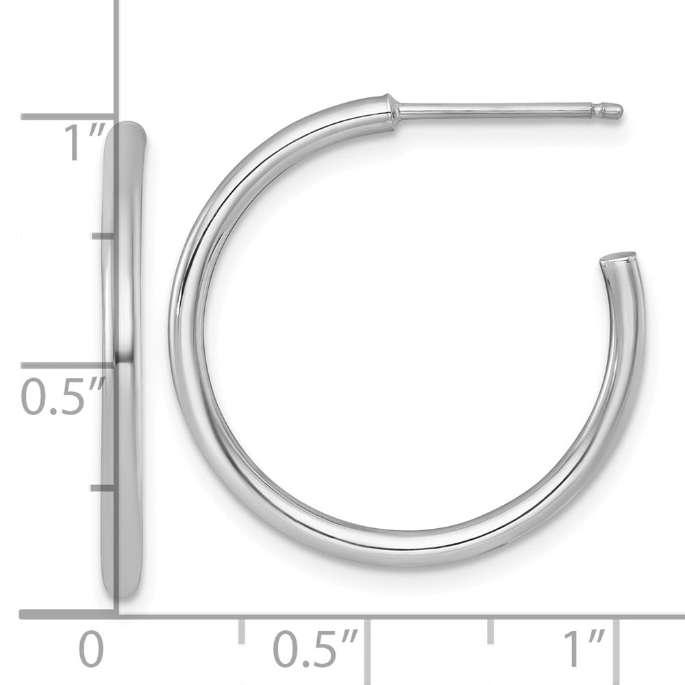 14K Weißgold 2.0 X 25mm Poliert Stecker Creolen