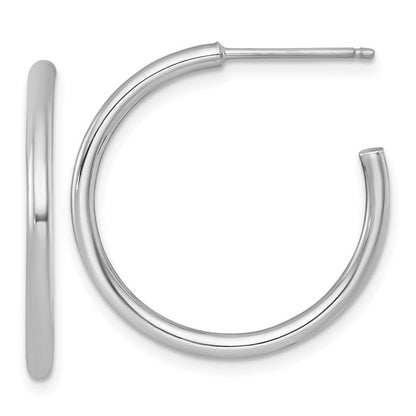 14K Weißgold 2.0 X 25mm Poliert Stecker Creolen